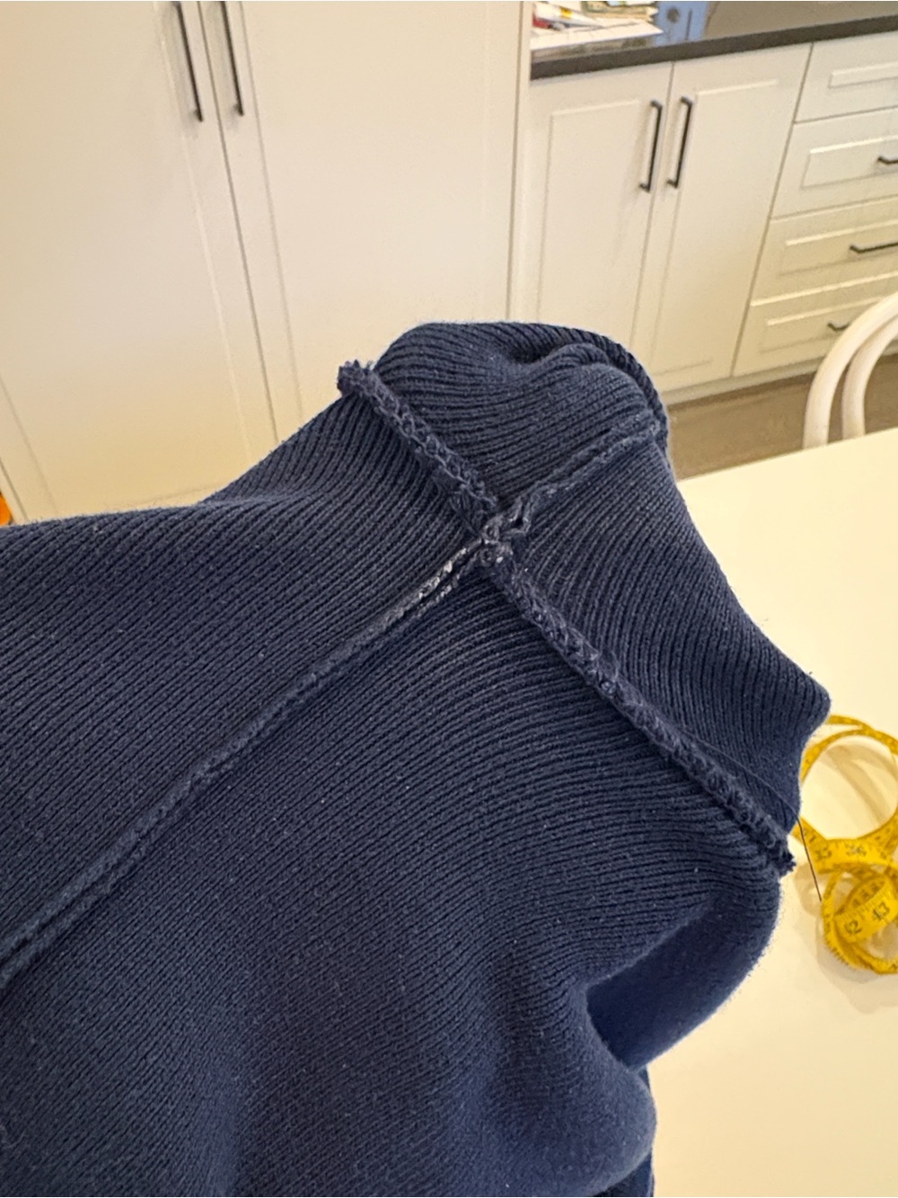 Sezane **Navy** Crewneck Sweater with Shoulder Buttons - Picture 8 of 9